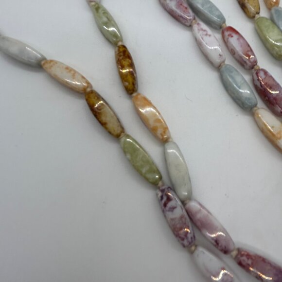 Vintage Multi-Color Glass Beaded Necklace 50" Hand Knotted With Spring Clasp - Picture 8 of 13